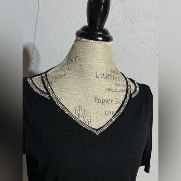 Scarlett Tops - Scarlett Black Top with Subtle Silver Threads